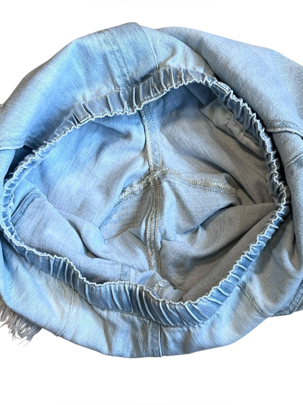 Risen Women’s Sz M High Rise Denim Shorts Light Wash Pull On Distressed - Picture 10 of 15